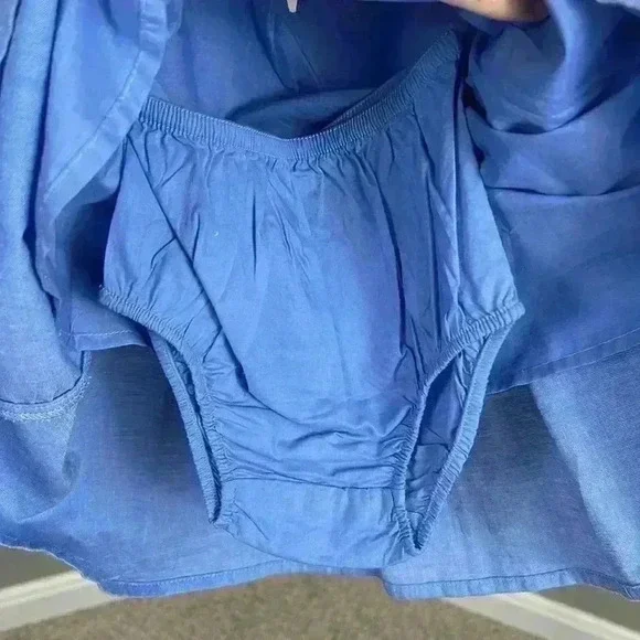 Girls' Chambray Lace Dress Blue W/White Floral Embroidery Toddler - Picture 5 of 6